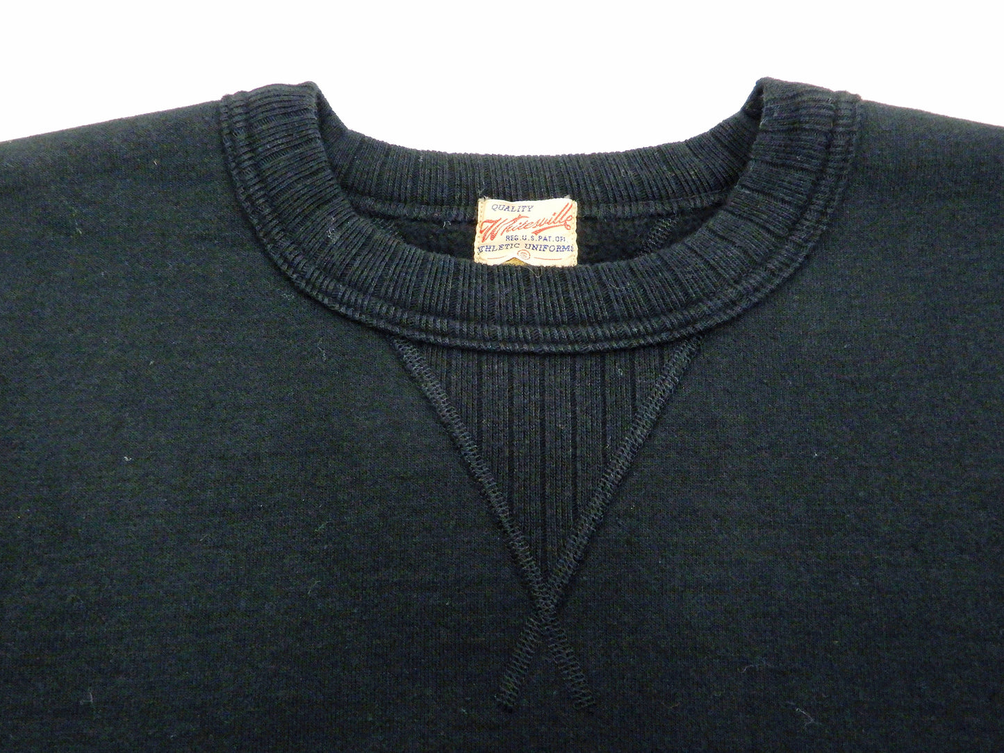 Whitesville Plain Sweatshirt Men's Loop-wheeled V-Insert Vintage Style WV67728 Black