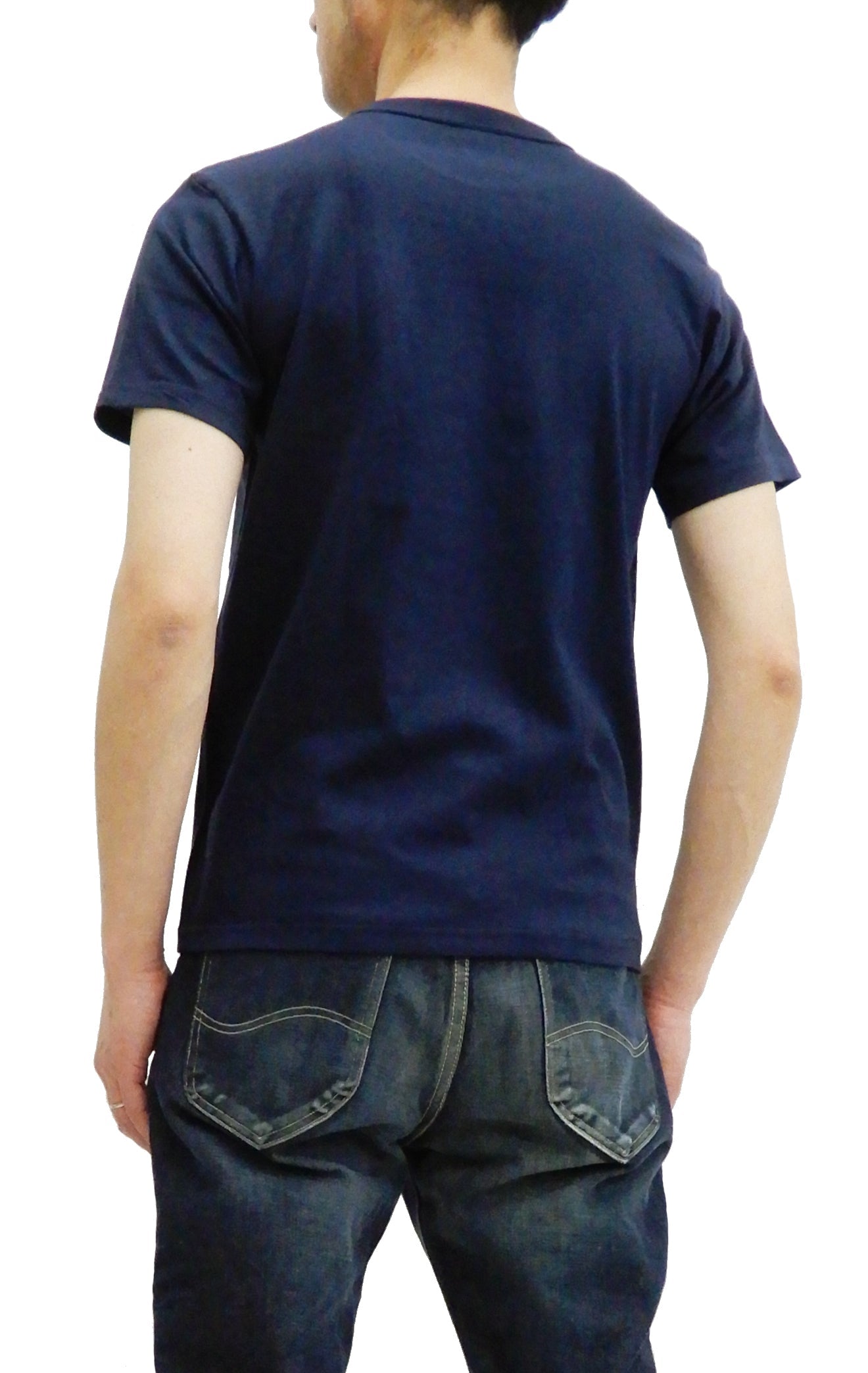 Whitesville Men's 2-Pack Plain Short-Sleeve Crew Neck T-Shirts, Tubular-Knit Cotton, Made in Japan by Toyo Enterprises (WV73544 128 Navy)