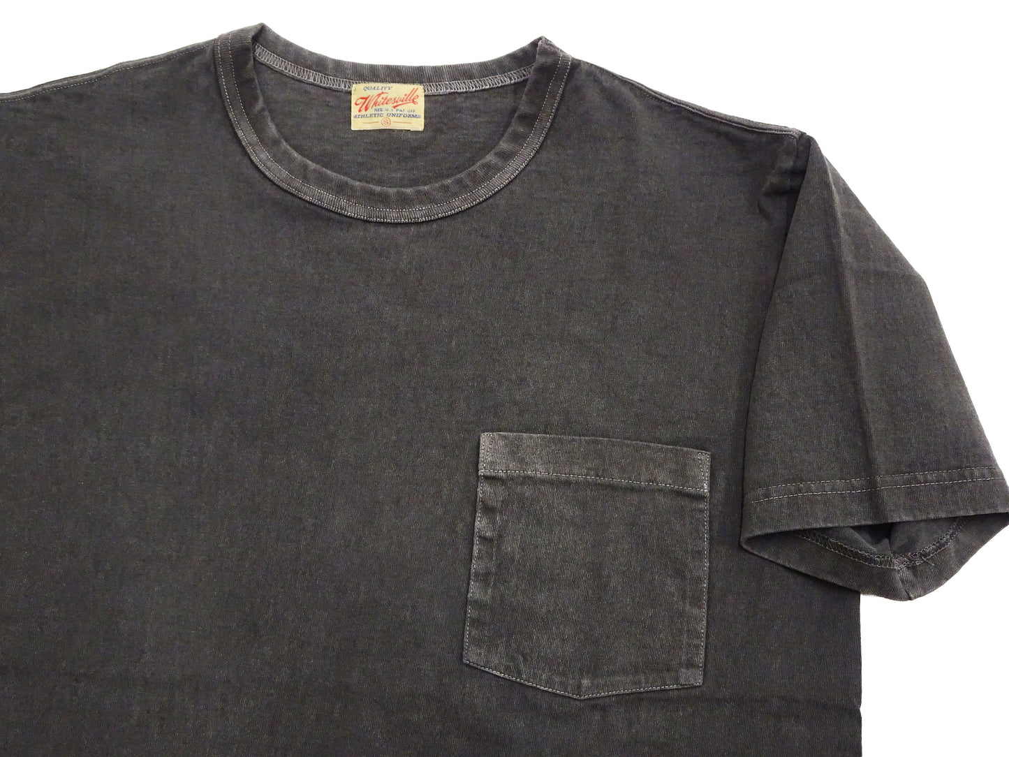 Whitesville Men's Short Sleeve Pigment-Dyed Pocket T-Shirt, Heavyweight Tubular Cotton Jersey Plain Tee, Made in Japan by Toyo Enterprises (WV79531 119 Faded Black)