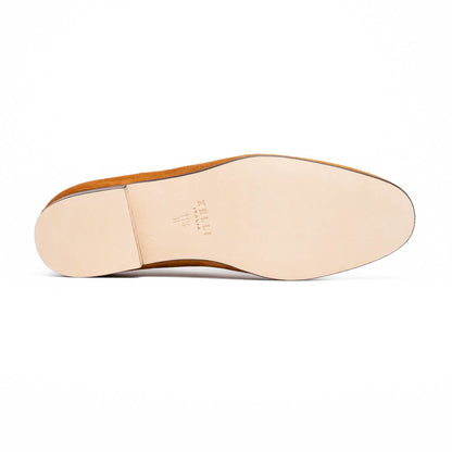 16-681-CGN X Italian Sueded Goatskin Loafer, Cognac